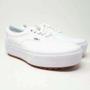 Vans Era Stacked White Leather Platform Shoes